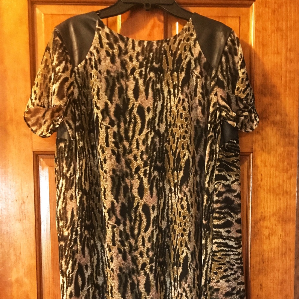 Dress the Population Leather Chiffon HiLow Dress